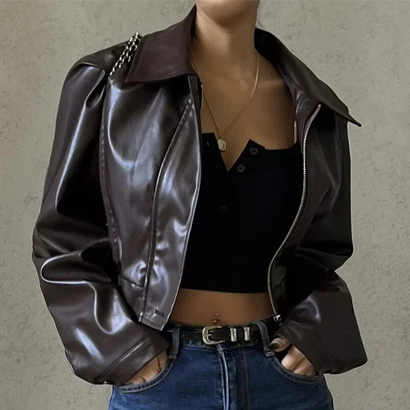Stylische Lederjacke Für Damen | Kurz