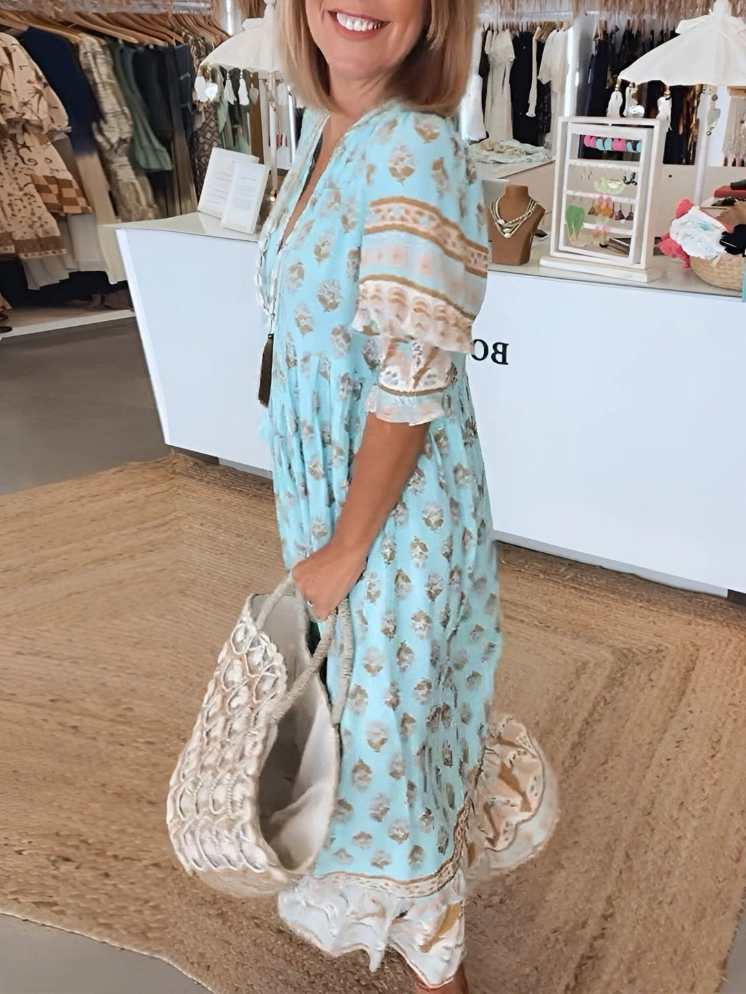 Florence | Boho V-ausschnitt Sommerkleid Für Damen | Maxi