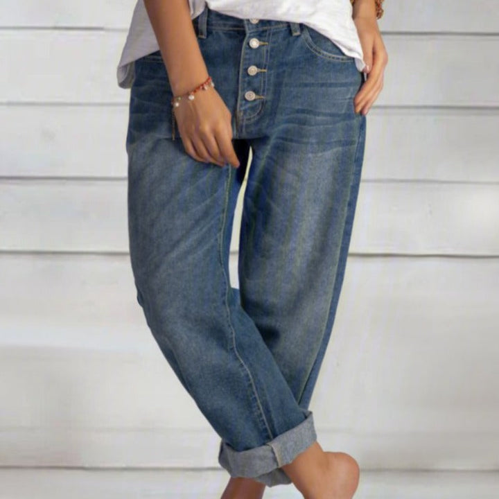 Einfache Blaue Baggy Jeans Für Damen | Weites Bein