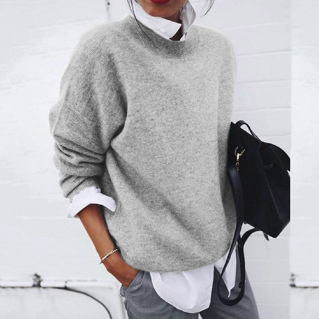 Lässiger Pullover Mit Rundhalsausschnitt Für Frauen | Langarm