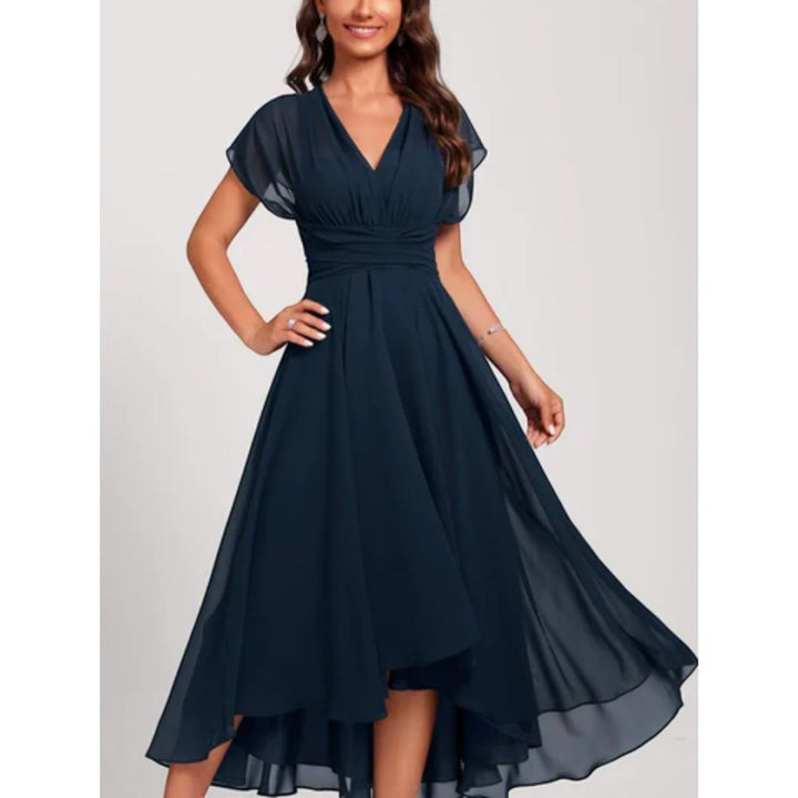 Liora | Elegantes Ausgestelltes Kleid Mit V-ausschnitt Für Frauen | Midi