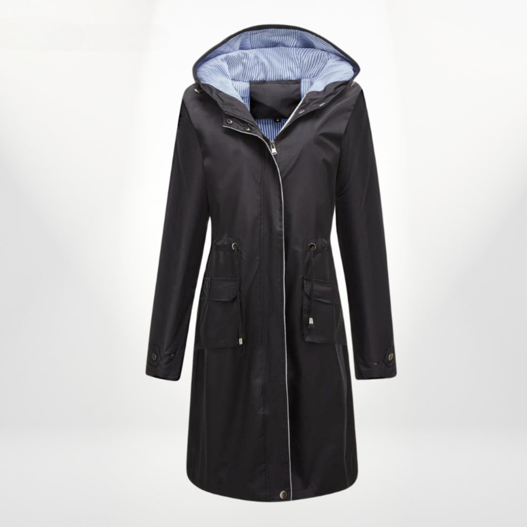 Regenjacke Mit Gestreiftem Futter Für Damen | Mittellang