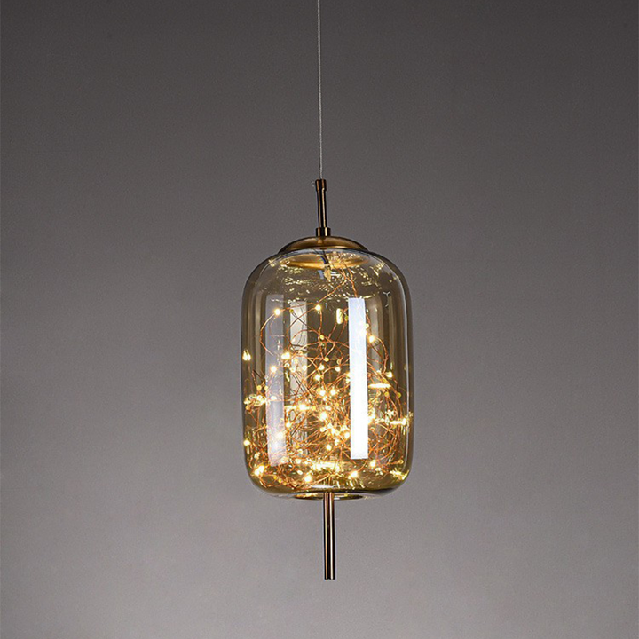 Hanging Glass LED Pendant Light Warm Ambient Ceiling Illumination