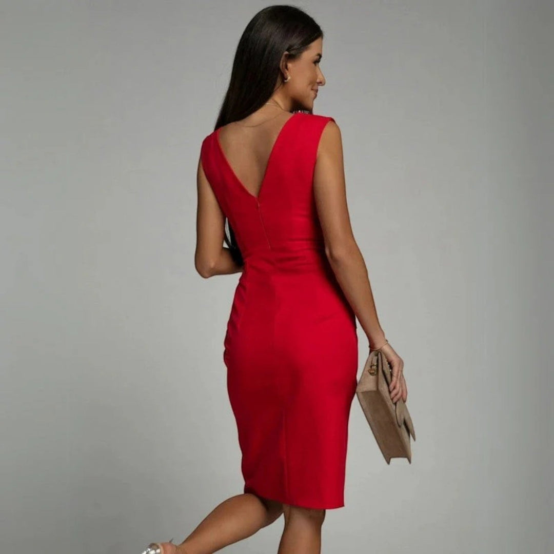 Chaveli | Elegantes Ärmelloses Midikleid Mit V-ausschnitt Für Damen