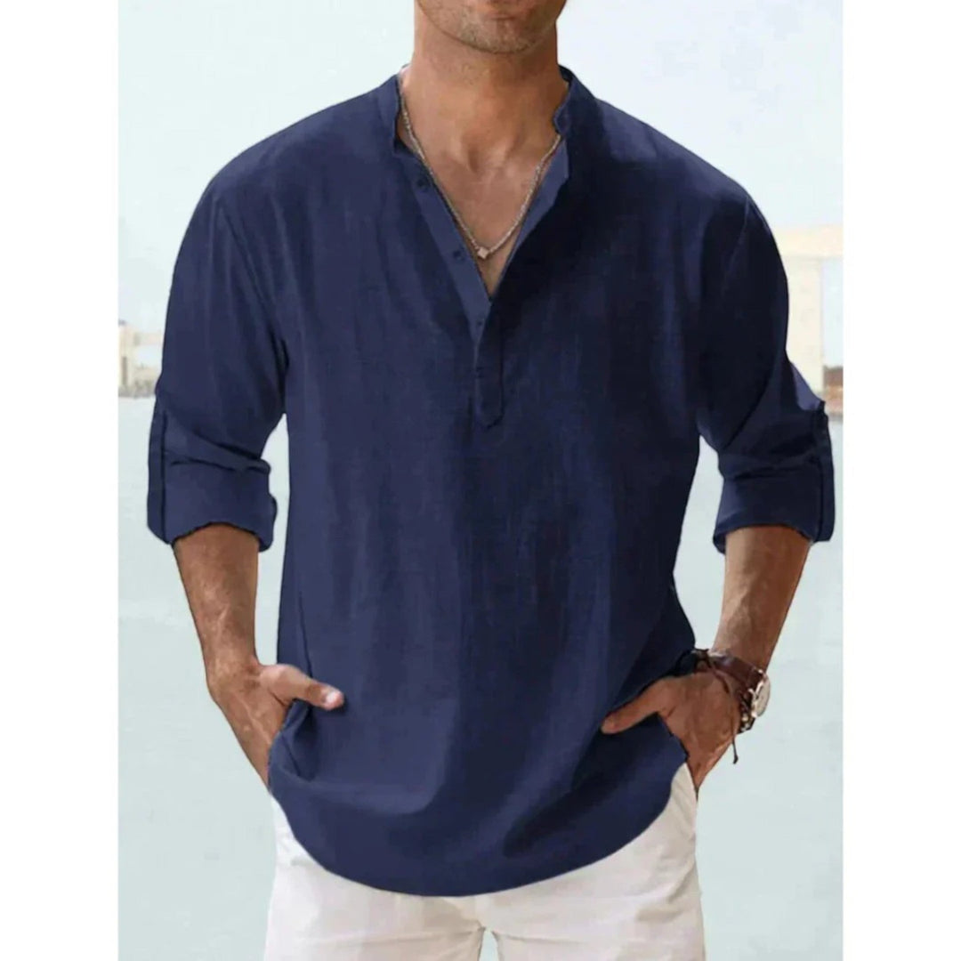 Bastien | Lässiges Henley-shirt Für Herren | Langarm