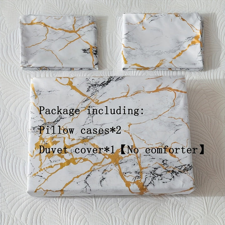 Hot Stamped Marble Quilt Cover and Pillowcase Set