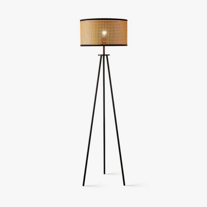 Modern Standing Lamp with Woven Shade Design