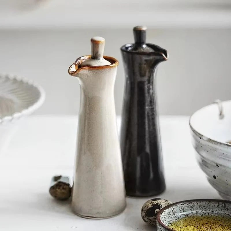 Keramische Gewürz- & Ölflasche – Nordic Stil, Stilvoll & Funktional | Für Speiseöl, Essig & Flüssiggewürze in der Küche