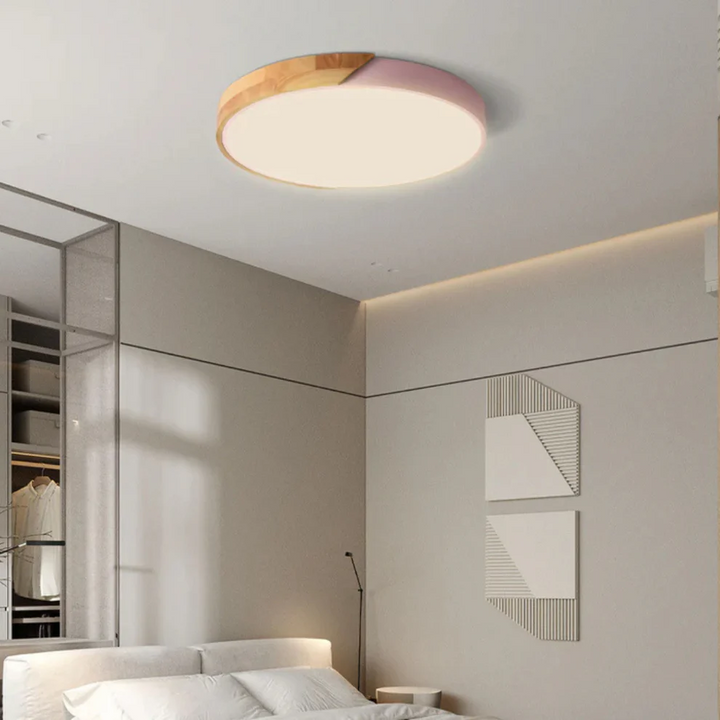 Skandinavische LED-Deckenleuchte aus Holz – Minimalistisches Design & Warmes Licht | Ideal für Schlafzimmer, Flur & Wohnzimmer