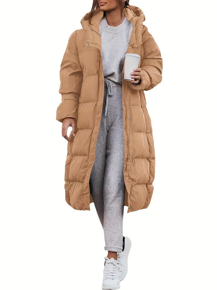 Lange Pufferjacke Mit Kapuze Für Frauen | Winter