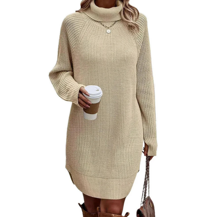 Oversize-strickkleid | Hoher Hals