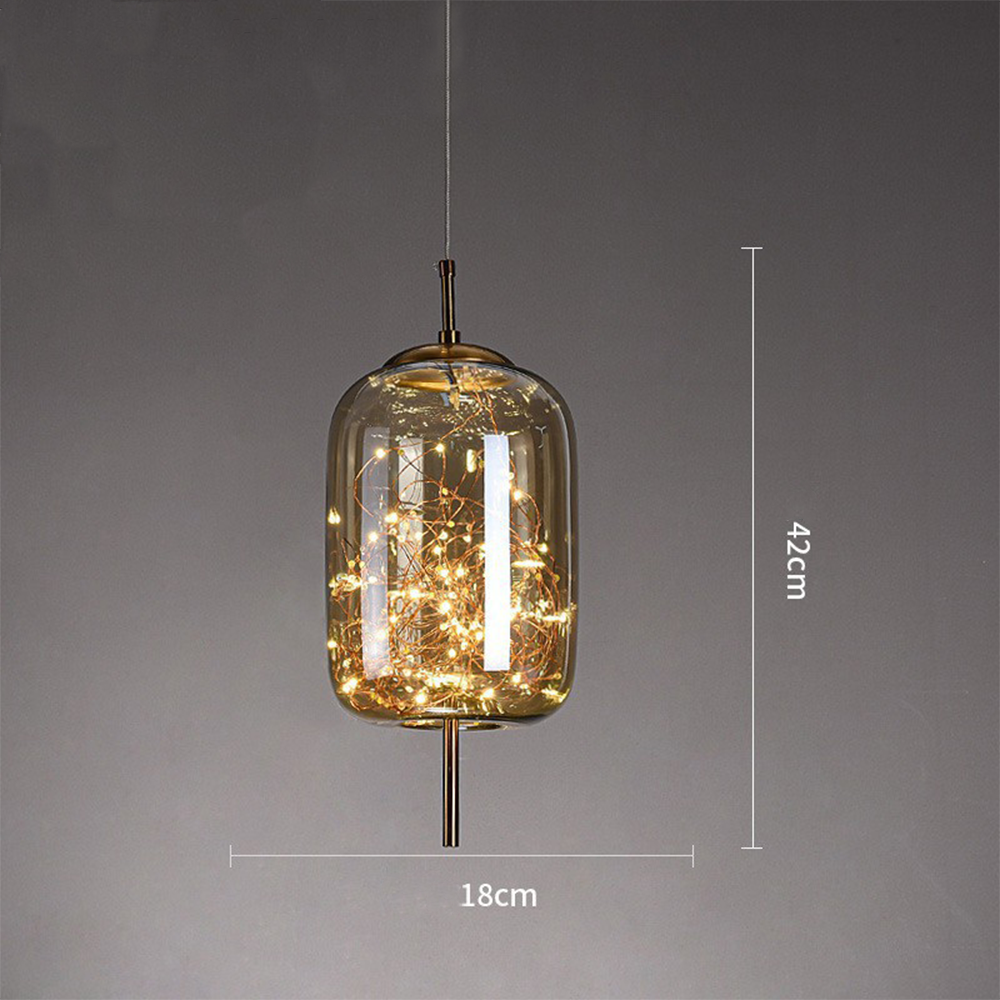 Hanging Glass LED Pendant Light Warm Ambient Ceiling Illumination