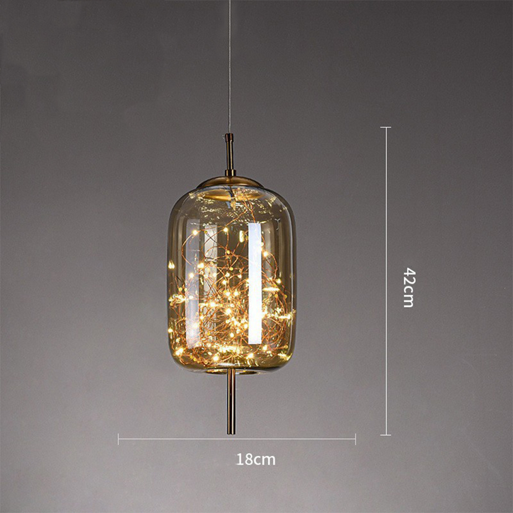 Hanging Glass LED Pendant Light Warm Ambient Ceiling Illumination