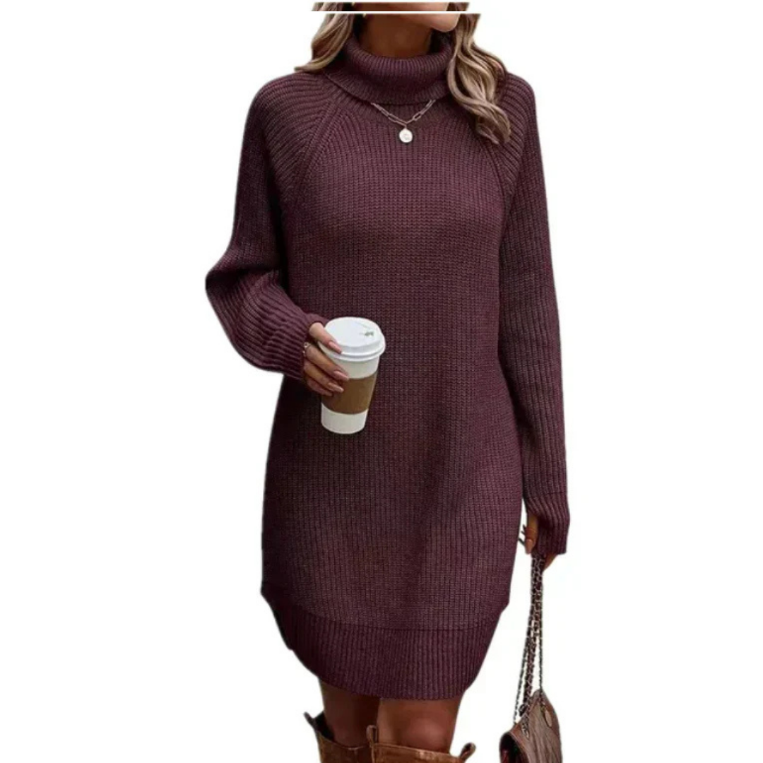 Oversize-strickkleid | Hoher Hals