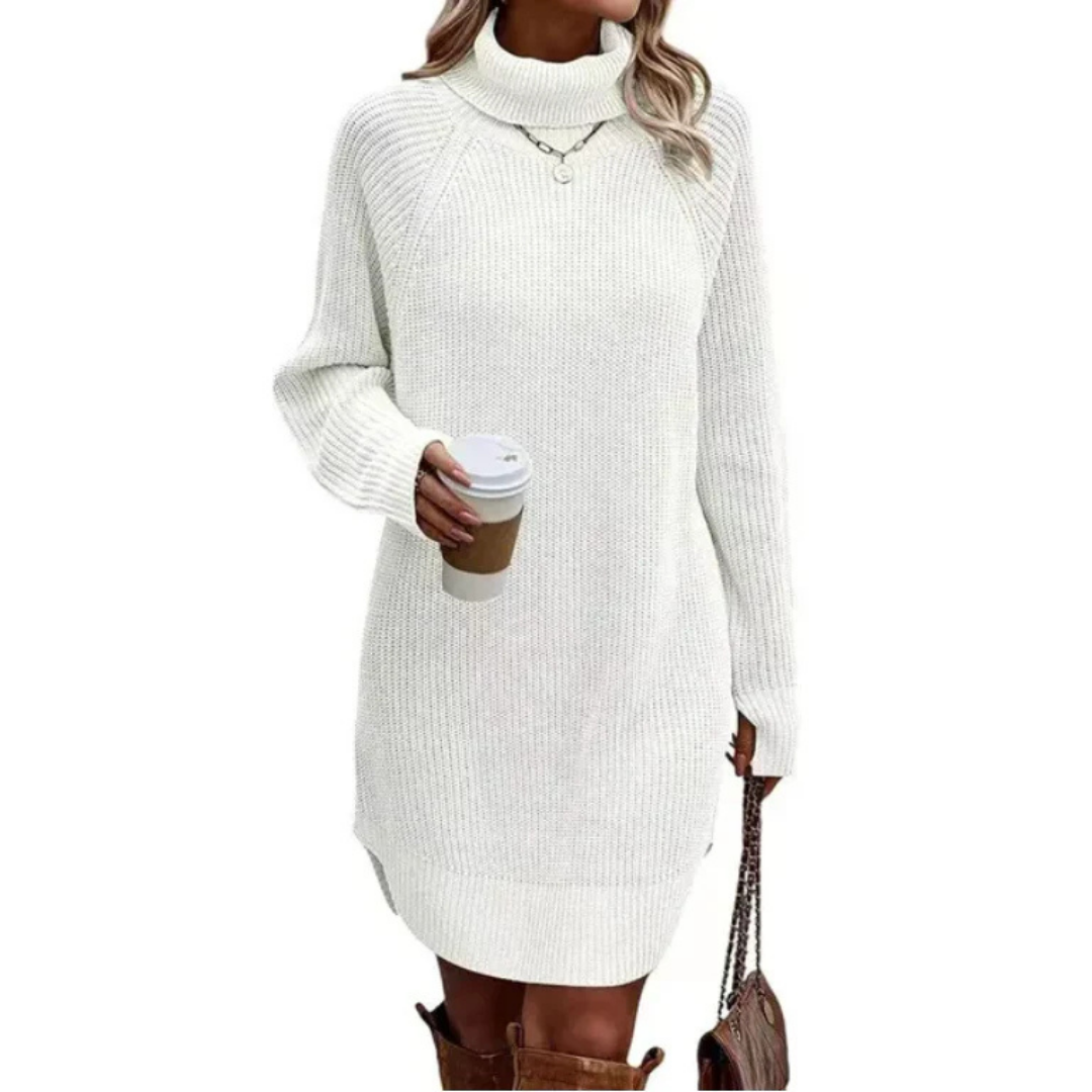Oversize-strickkleid | Hoher Hals