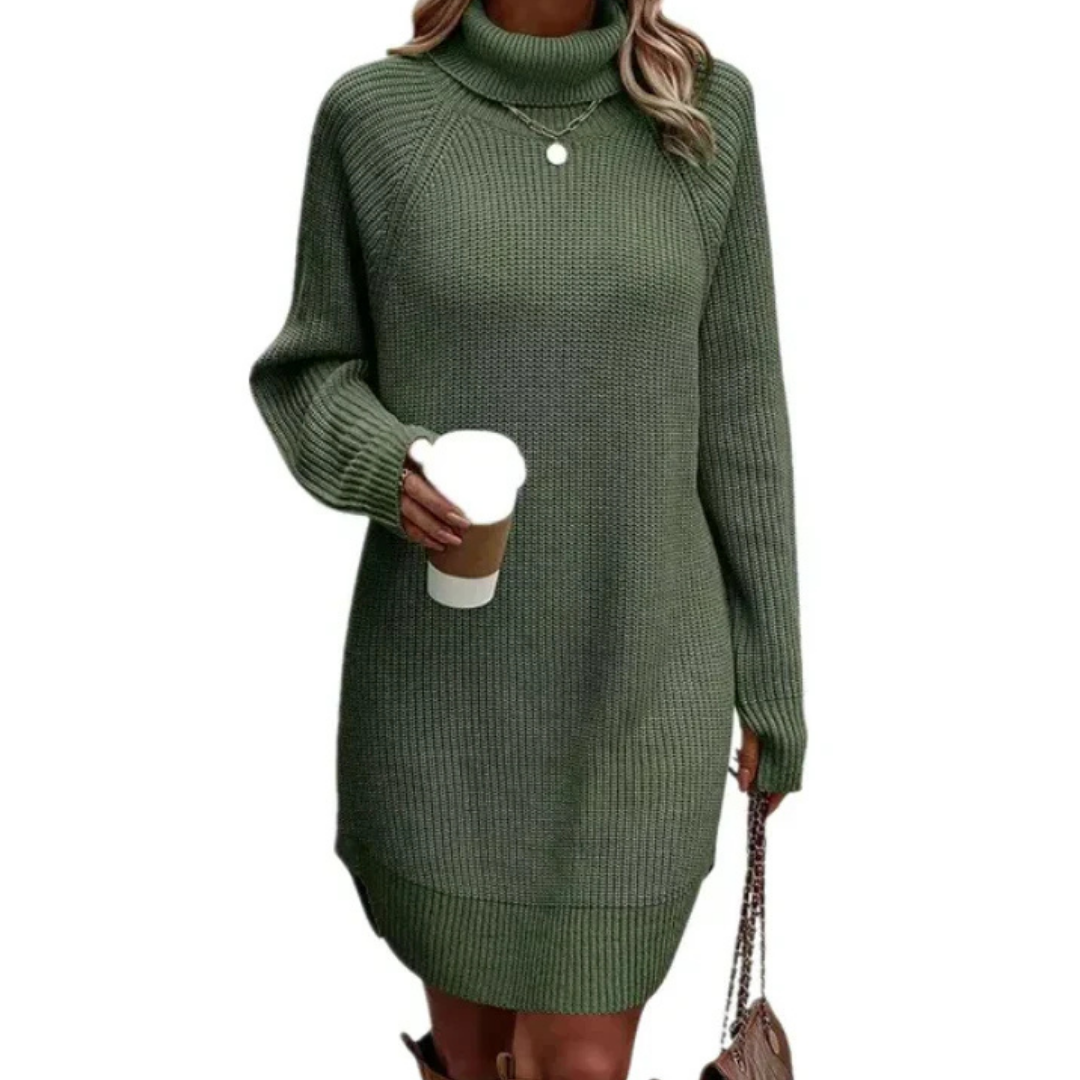 Oversize-strickkleid | Hoher Hals