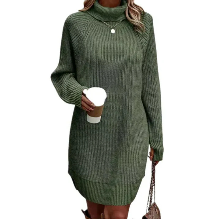 Oversize-strickkleid | Hoher Hals