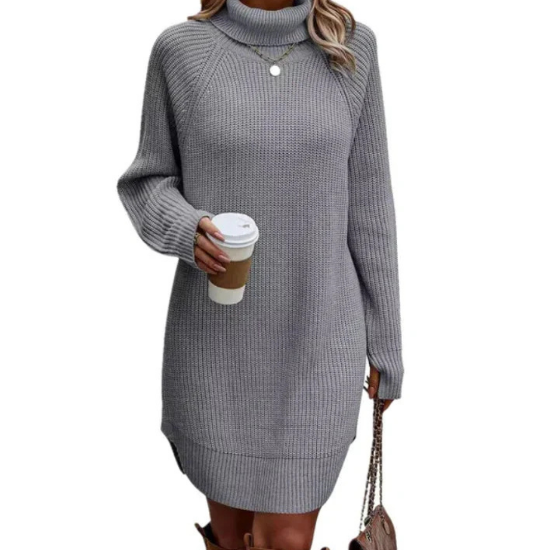Oversize-strickkleid | Hoher Hals