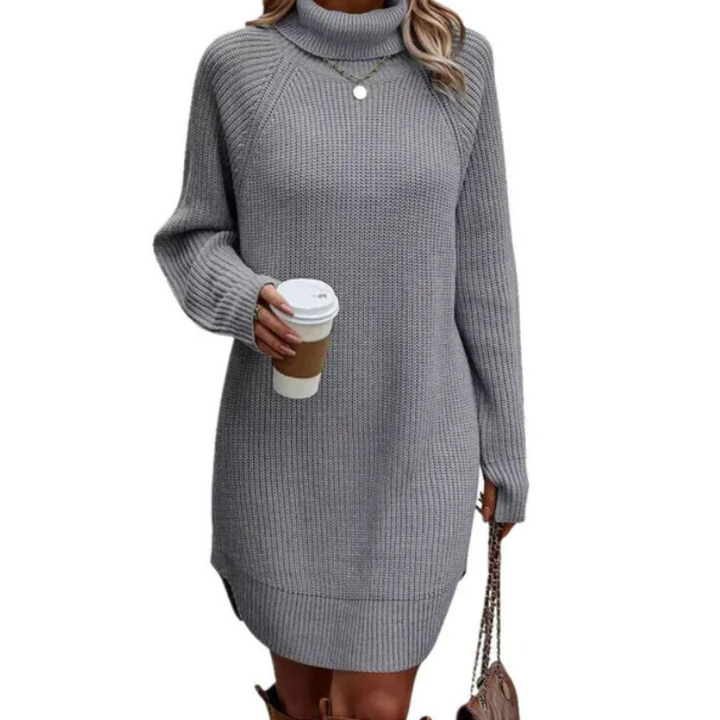 Oversize-strickkleid | Hoher Hals