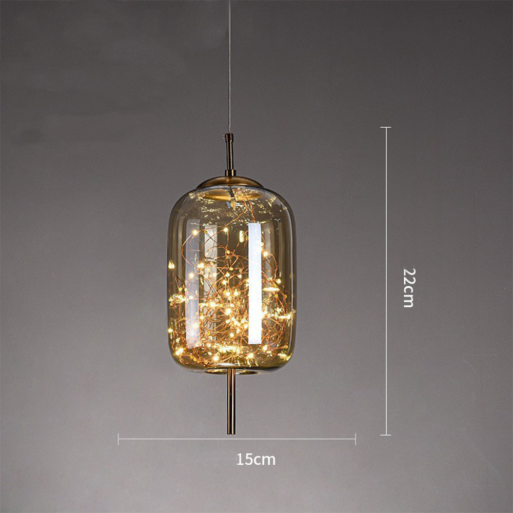 Hanging Glass LED Pendant Light Warm Ambient Ceiling Illumination
