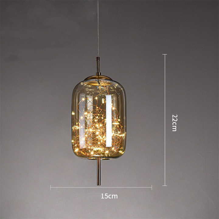 Hanging Glass LED Pendant Light Warm Ambient Ceiling Illumination