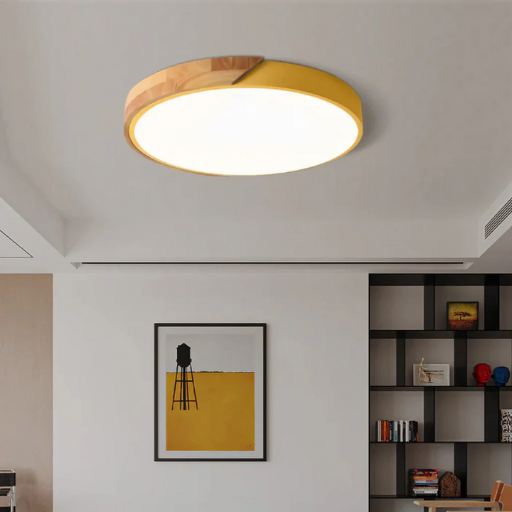 Skandinavische LED-Deckenleuchte aus Holz – Minimalistisches Design & Warmes Licht | Ideal für Schlafzimmer, Flur & Wohnzimmer