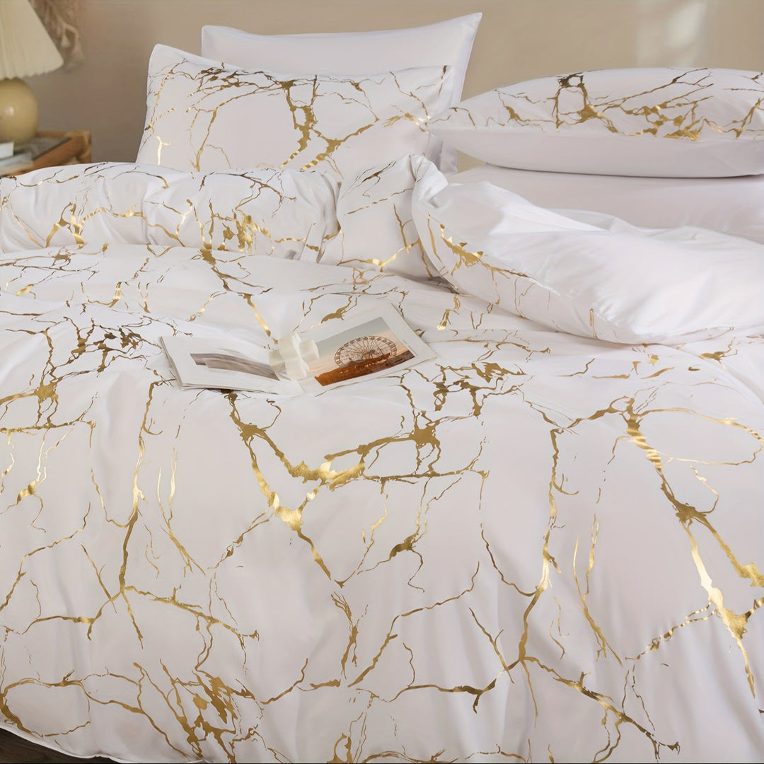 Hot Stamped Marble Quilt Cover and Pillowcase Set