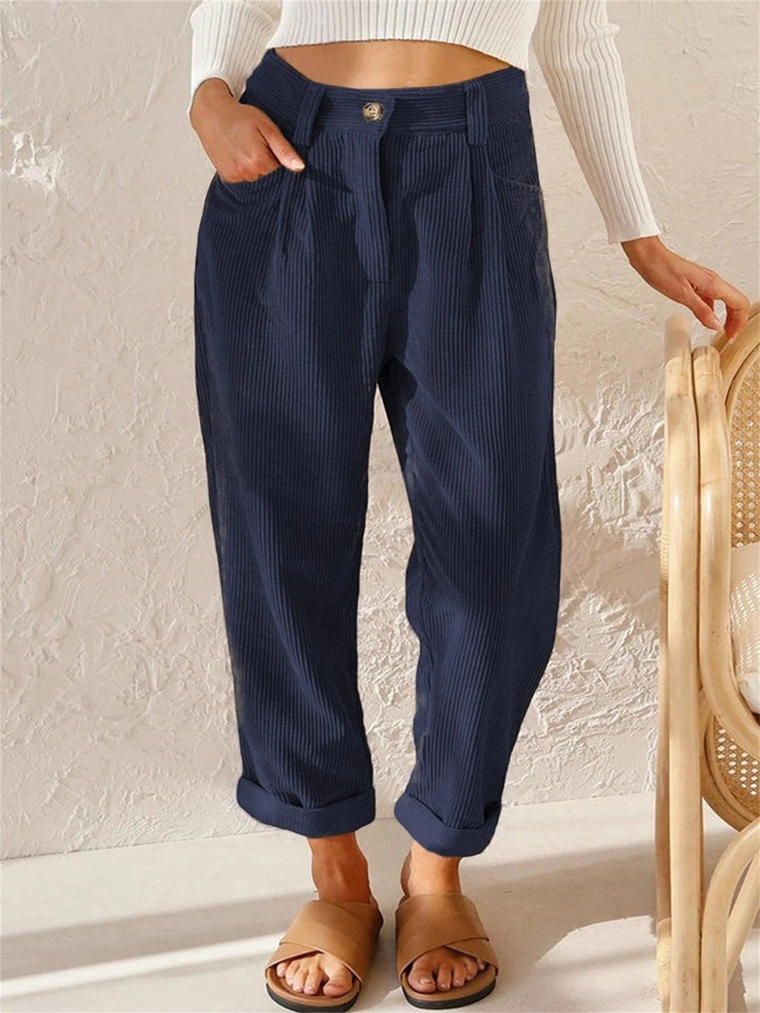 Camila | Chic Hochtaillierte Cordhosen Für Frauen