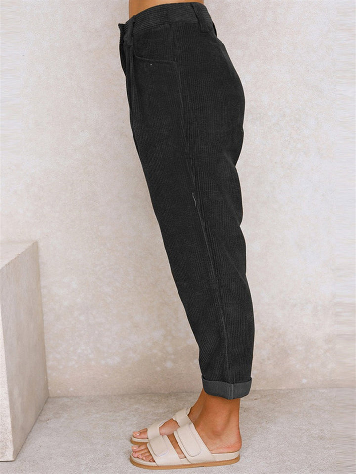 Lässige Cordhose Für Damen | Hohe Taille