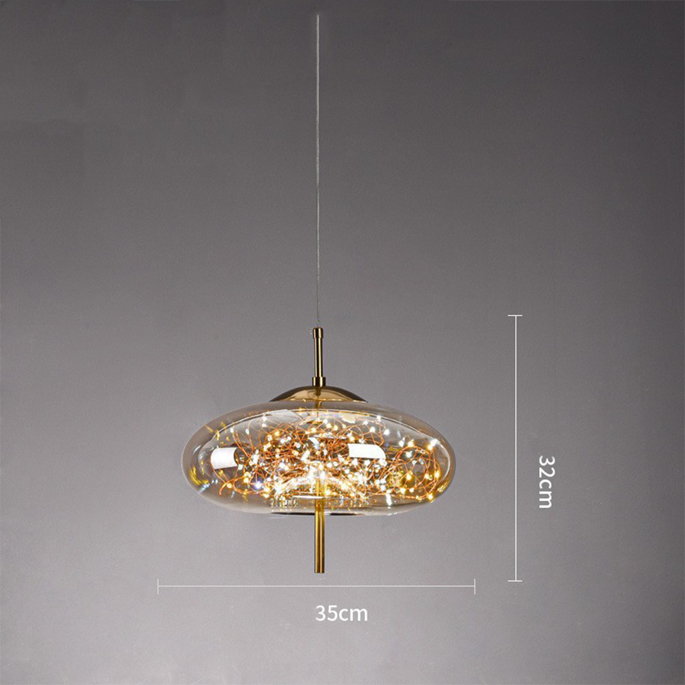 Hanging Glass LED Pendant Light Warm Ambient Ceiling Illumination