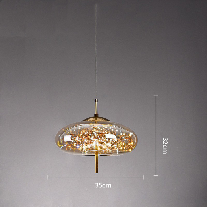 Hanging Glass LED Pendant Light Warm Ambient Ceiling Illumination