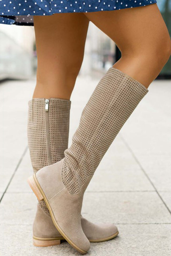 Lässige Damen-kniestiefel Mit Reißverschluss | Winter