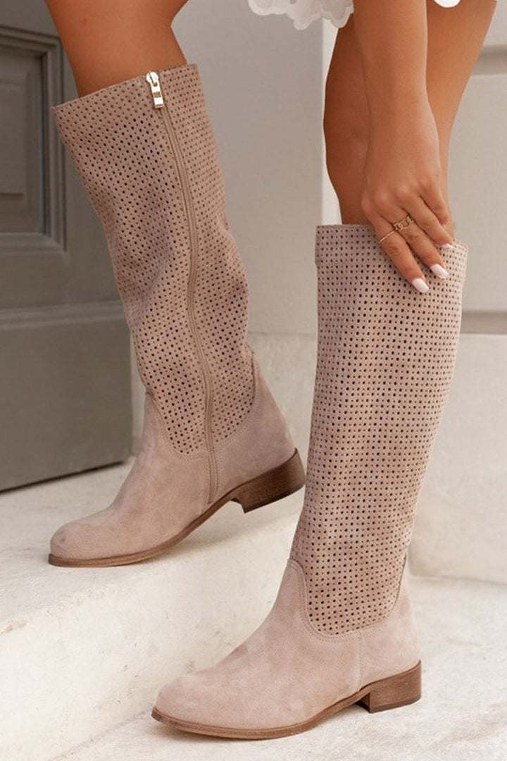 Lässige Damen-kniestiefel Mit Reißverschluss | Winter
