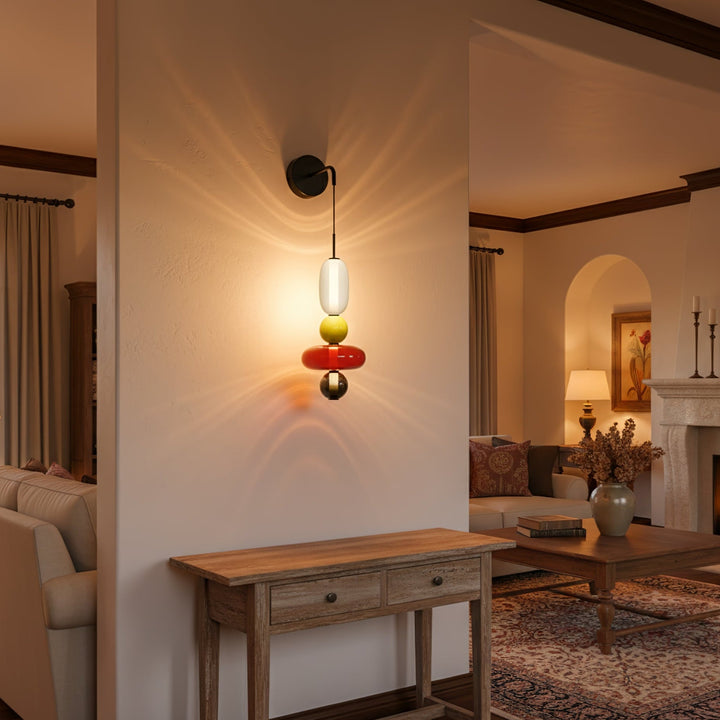 Luz de Pared LED Moderna con Pantallas de Vidrio Hechas a Mano