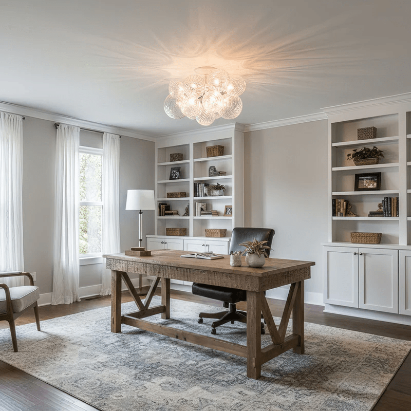 Modern Glass Orb Ceiling Light with Metal Frame