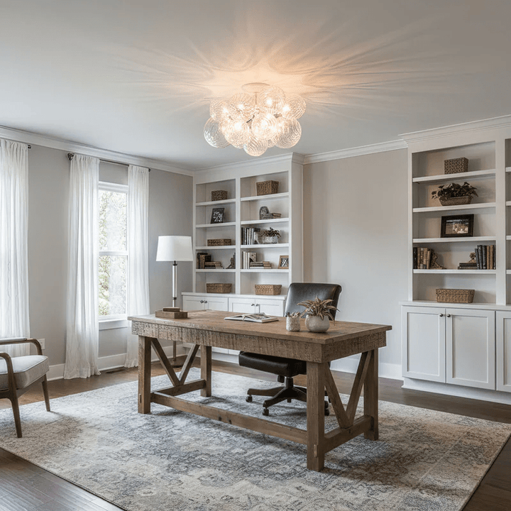 Modern Glass Orb Ceiling Light with Metal Frame