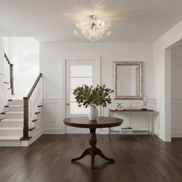 Modern Glass Orb Ceiling Light with Metal Frame