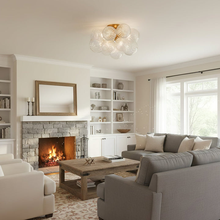 Modern Glass Orb Ceiling Light with Metal Frame