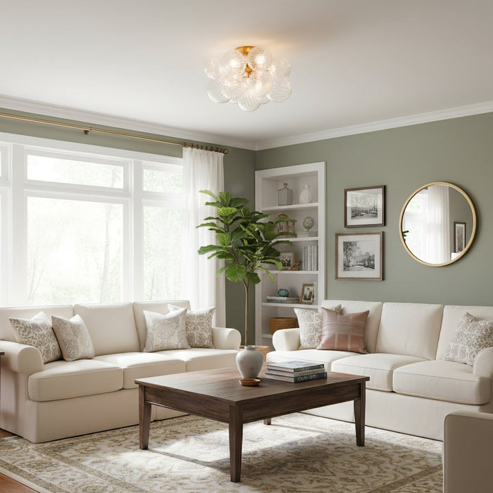 Modern Glass Orb Ceiling Light with Metal Frame