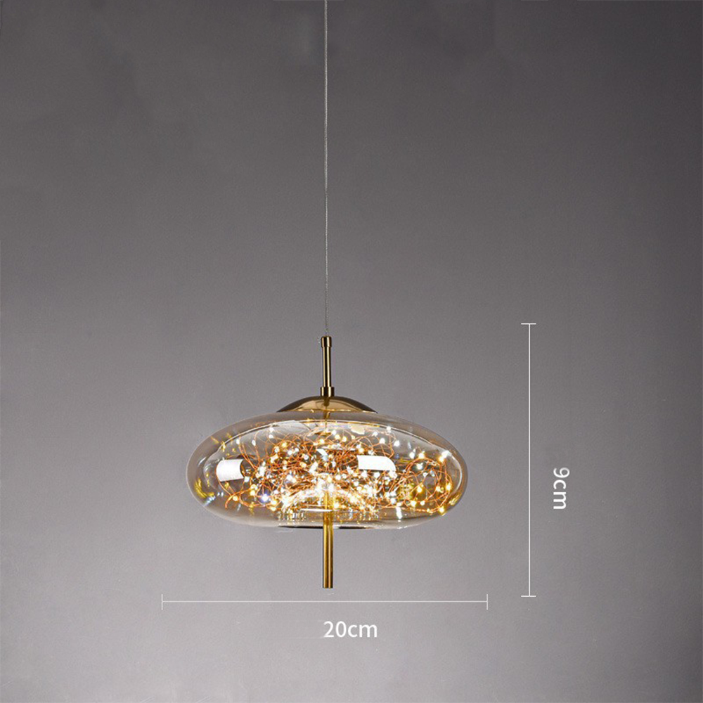 Hanging Glass LED Pendant Light Warm Ambient Ceiling Illumination