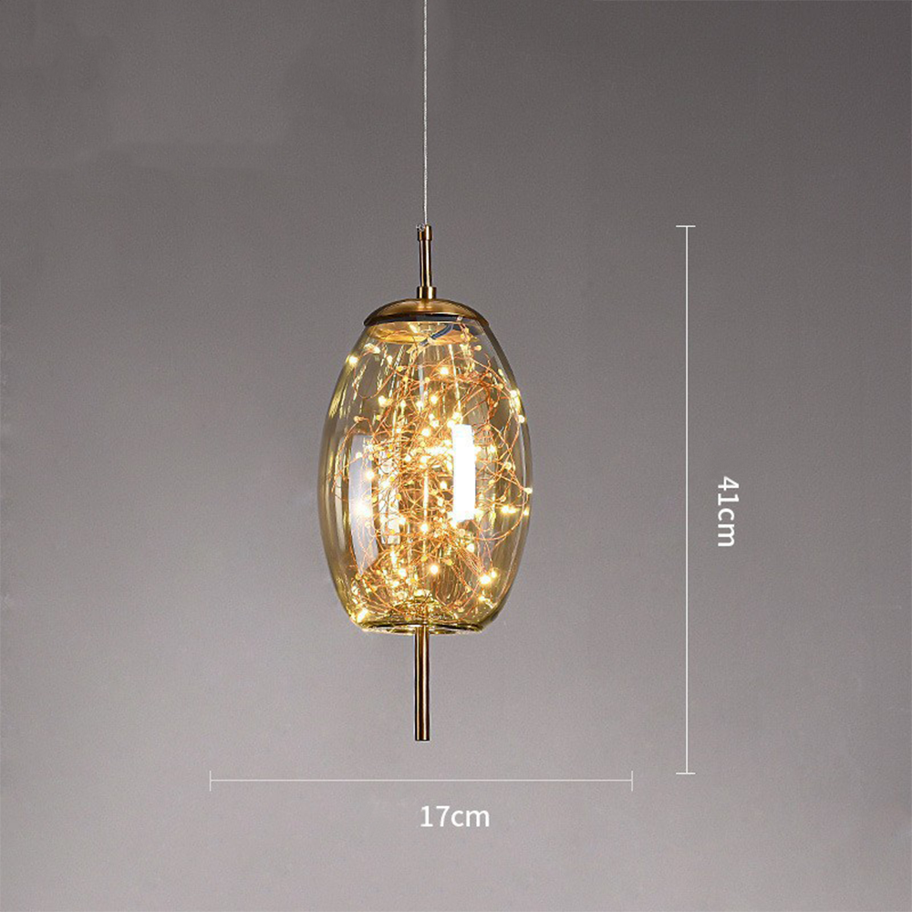 Hanging Glass LED Pendant Light Warm Ambient Ceiling Illumination
