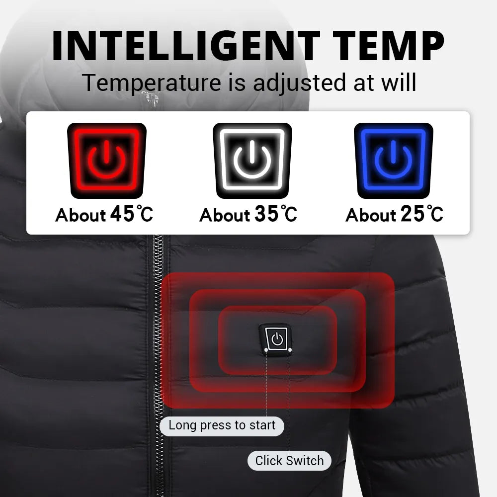 Unisex USB Heated Jacket Temperature-Controlled Winter Coat