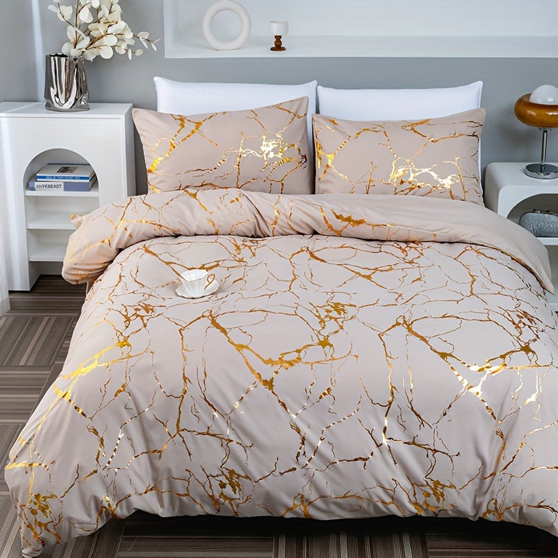 Hot Stamped Marble Quilt Cover and Pillowcase Set