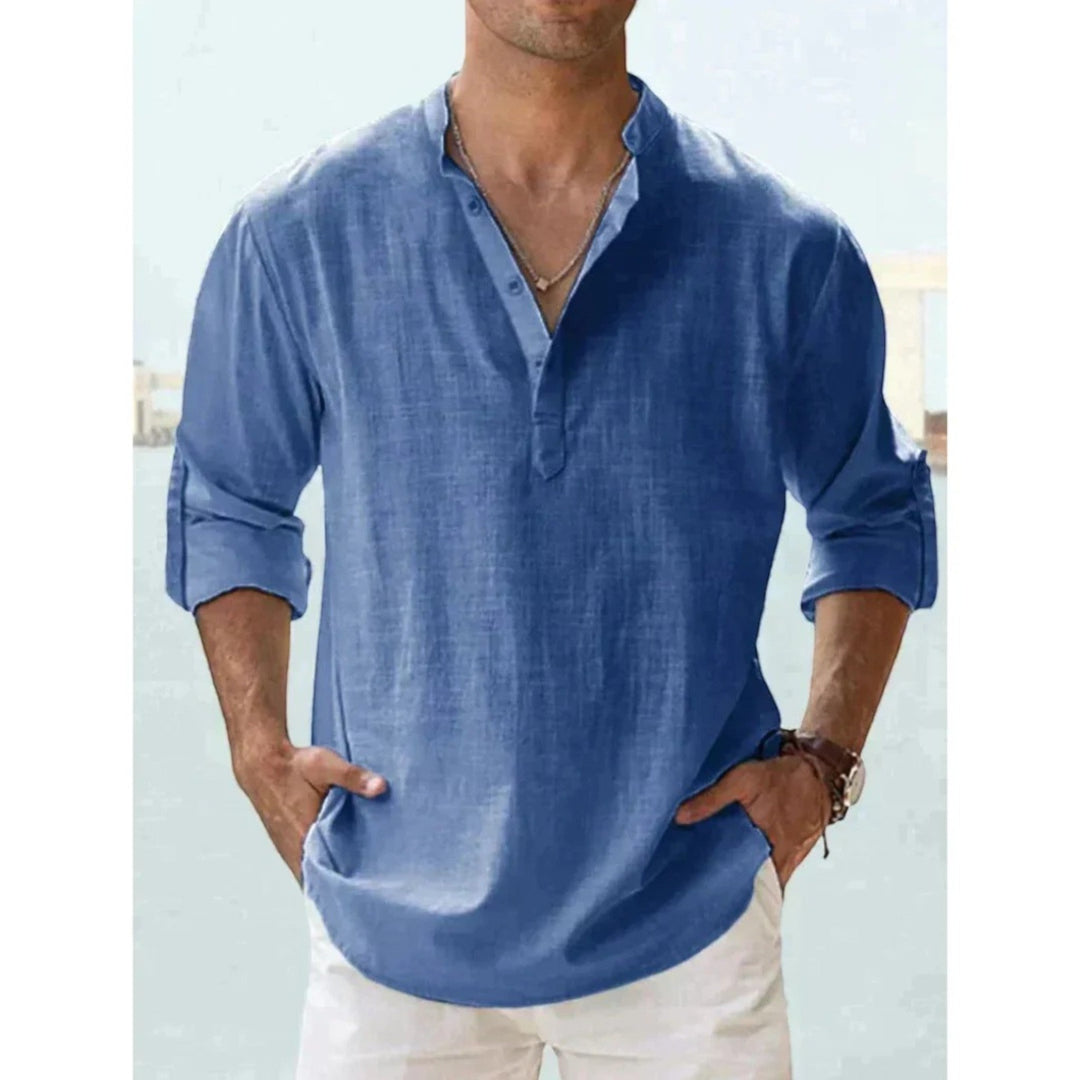 Bastien | Lässiges Henley-shirt Für Herren | Langarm
