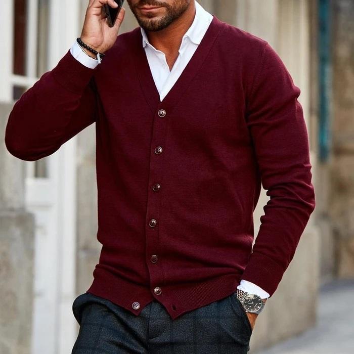 Stylische Herren Strickjacke | Langarm
