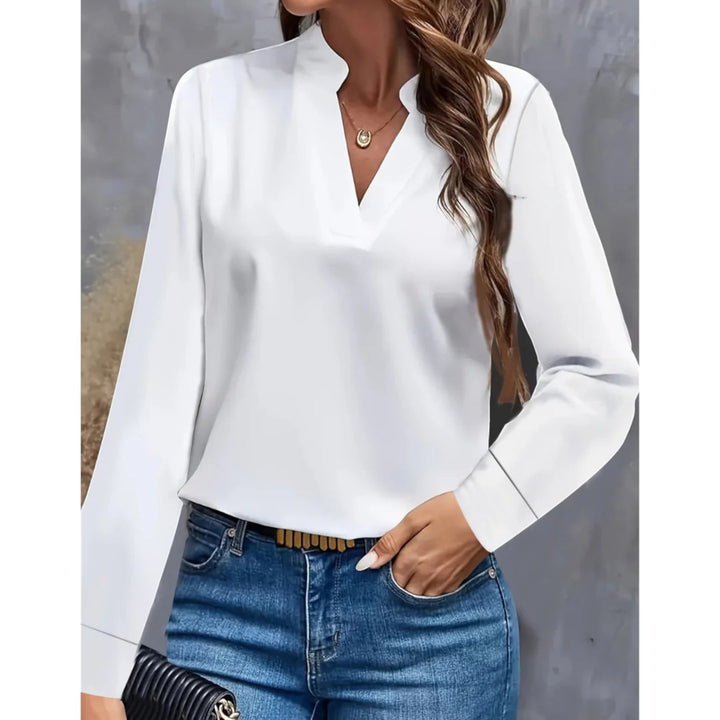 Leona | Lässige Bluse Mit V-ausschnitt Für Damen | Langarm