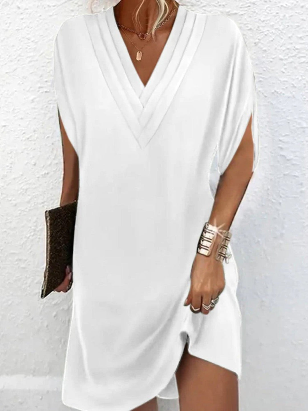 Solene | Lässiges Oversize-hemdkleid Mit V-ausschnitt Für Damen