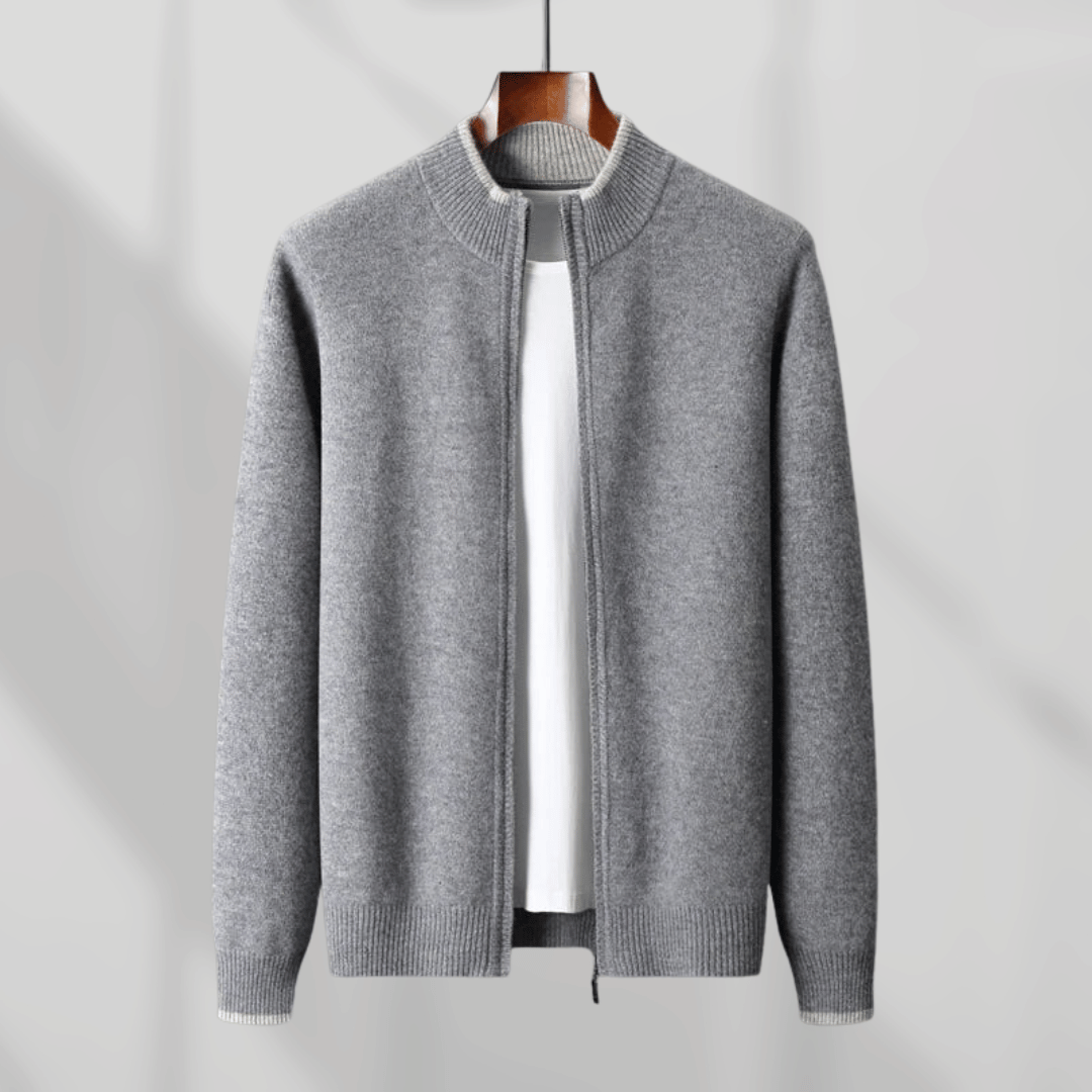 Herren Kaschmir Reißverschlussjacke Mit Langen Ärmeln | Winter