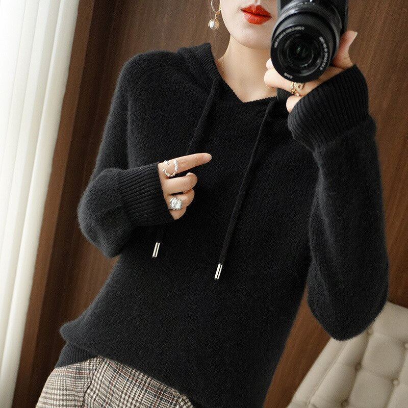 Damen Kaschmir Hoodie Mit Langen Ärmeln | Winter