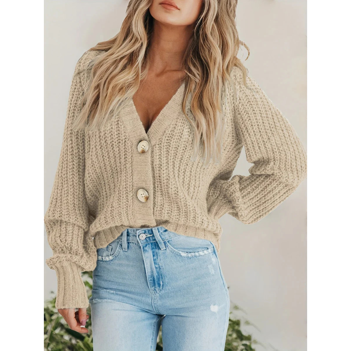 Damen Winter-Cardigan Mit V-Ausschnitt | Lange Ärmel